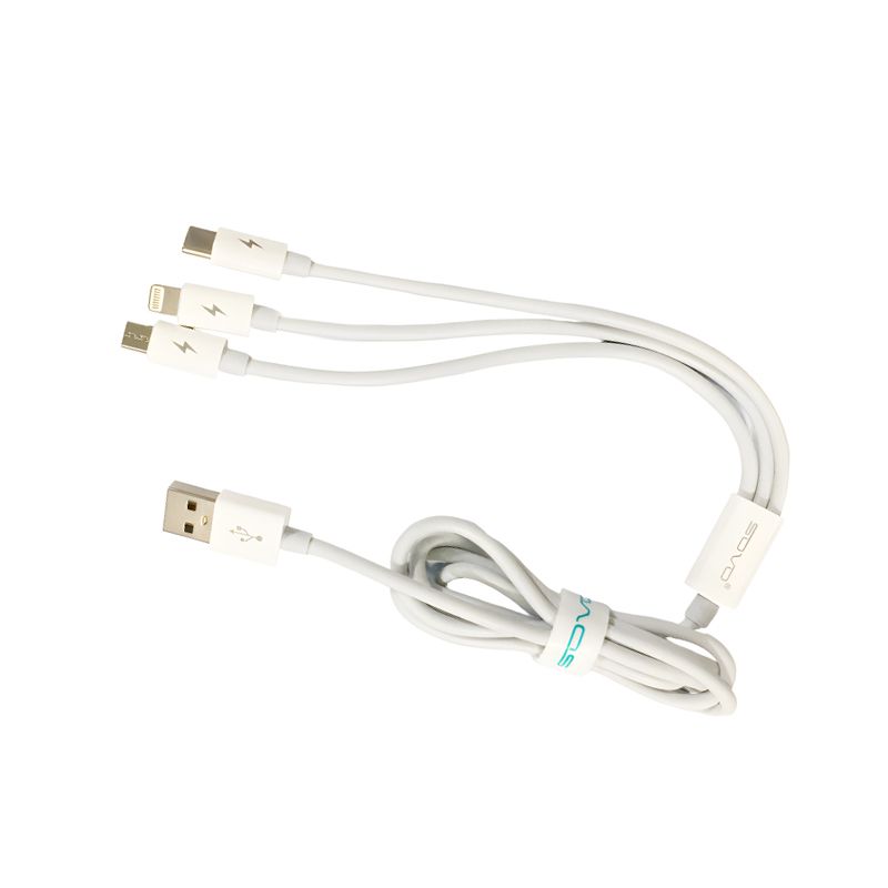 SOVO High Quality 3-in-1 Fast Charging Cable – Multi Charging Cable for Micro USB, Type-C & Lightning Devices - Image 4