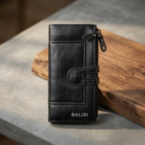 Premium Balisi Leather Long Wallet – Elegant Bi-Fold Business Clutch & Multi-Card Travel Organizer for Men