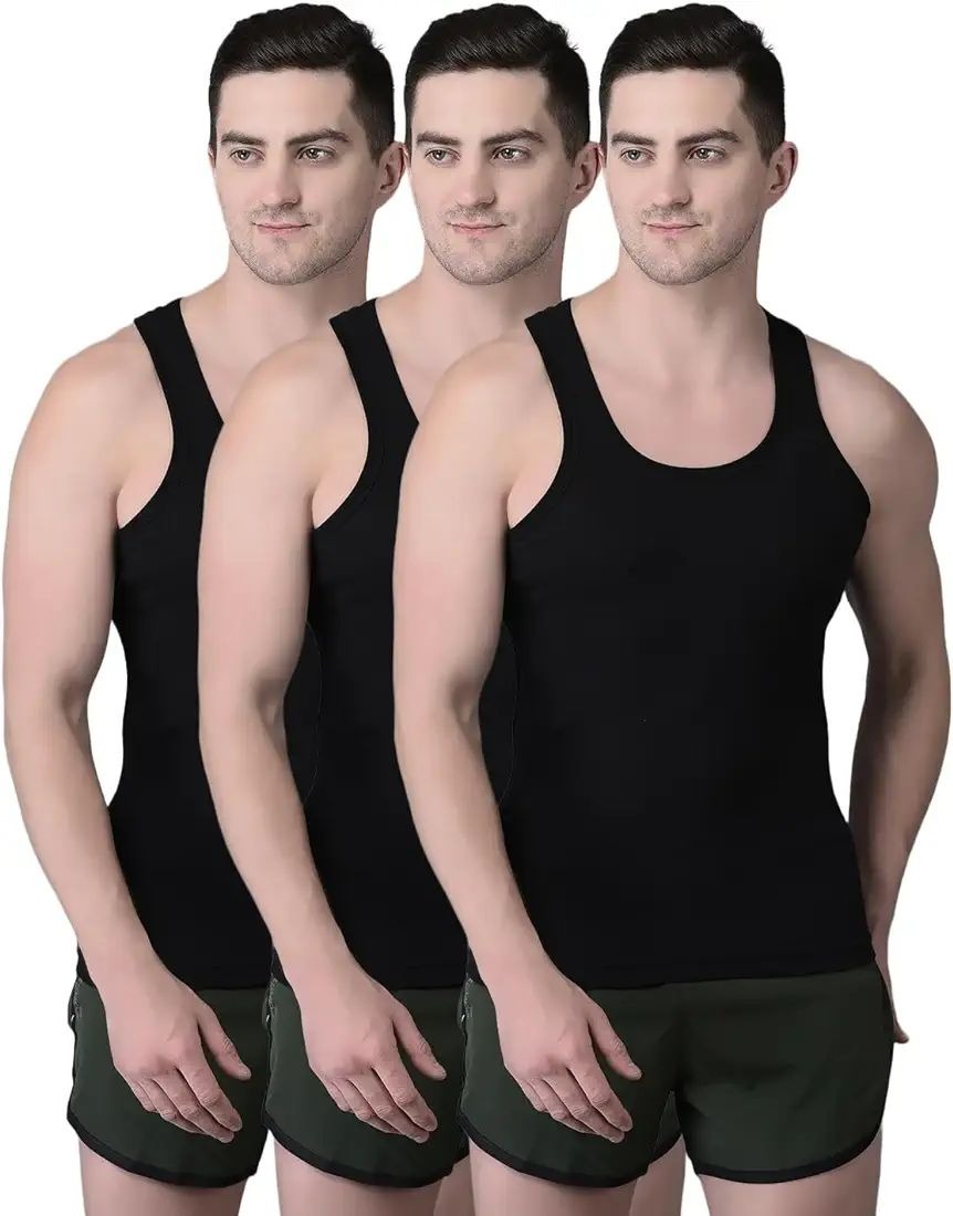Pack of 3 Men's Cotton Banyan Vest – Soft, Breathable & Comfortable Daily Wear Undershirts for Men