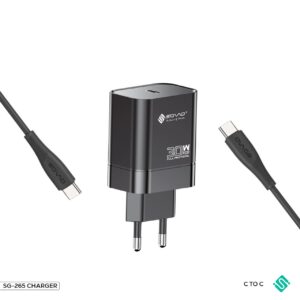 SOVO SG-265 LAZER 30W Super Fast C to C Charger – PD & QC 3.0 Type-C Adapter with Type-C Cable