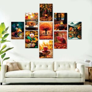 Set of 9 Premium Wall Art Photo Tiles – Modern Home Decor Sets 8x11