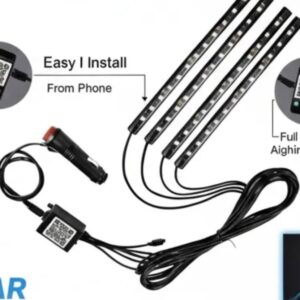 Car Atmosphere Light (12 LED Model) – Smart RGB Ambient Interior Lighting | App-Controlled LED Foot & Backlight | 12V Universal Car Mood Light