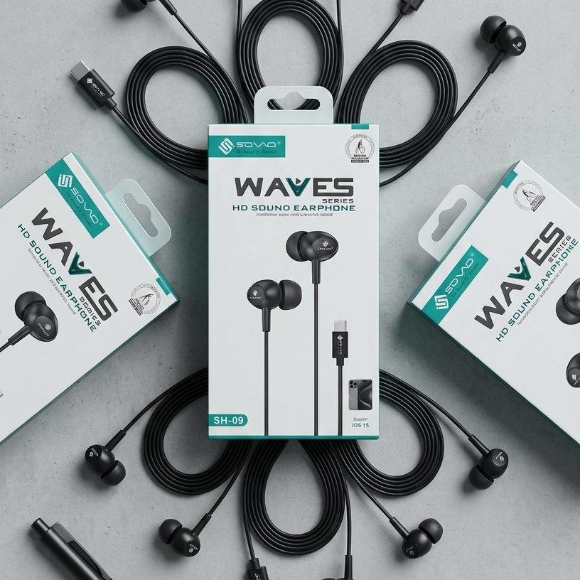 SOVO Waves Series SH-09 HD Sound Type-C Earphones with Heavy Bass and Gaming Support - Image 2