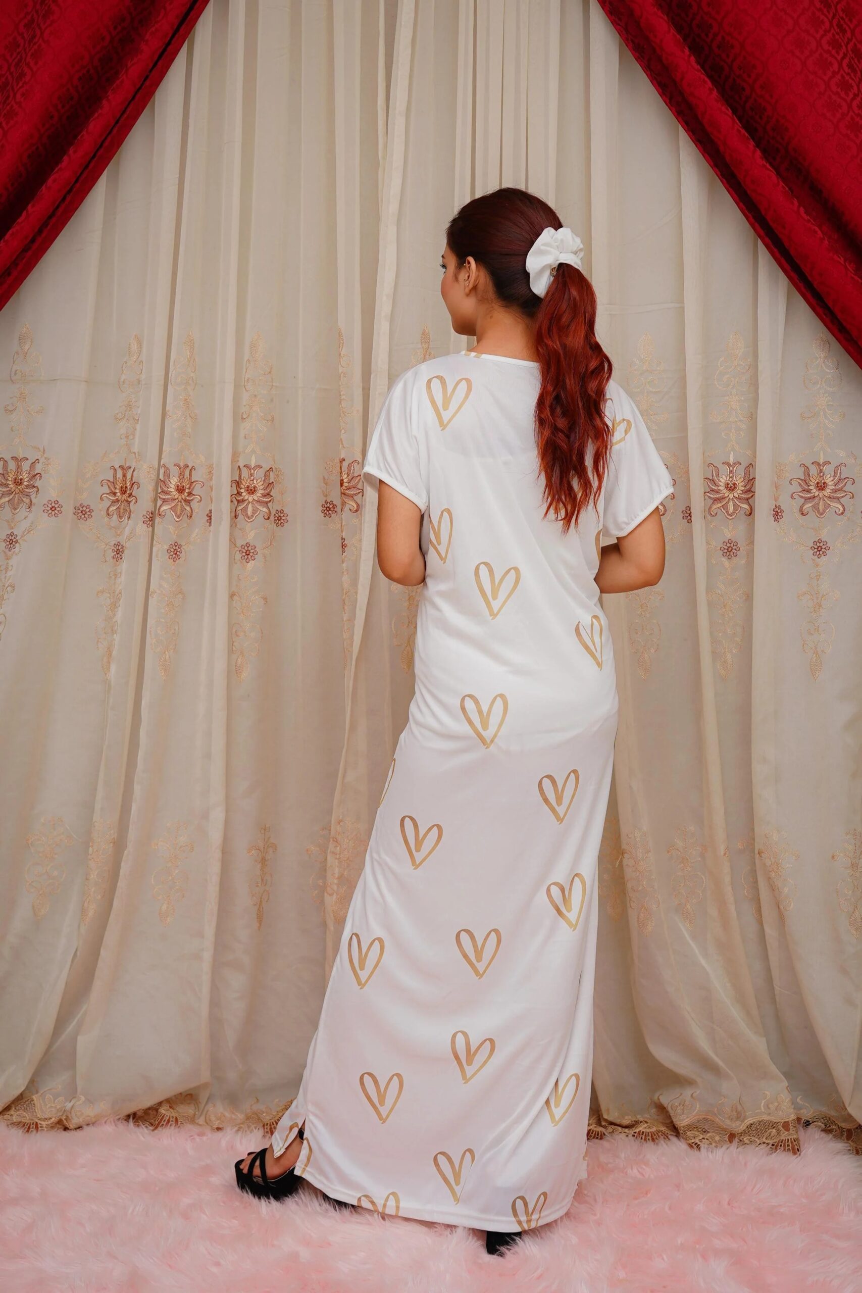 Cloud Kiss 3 Piece Womenβs Premium Nightwear Set β Soft Printed Nighty with Panty & Pony - Free Size - Image 2