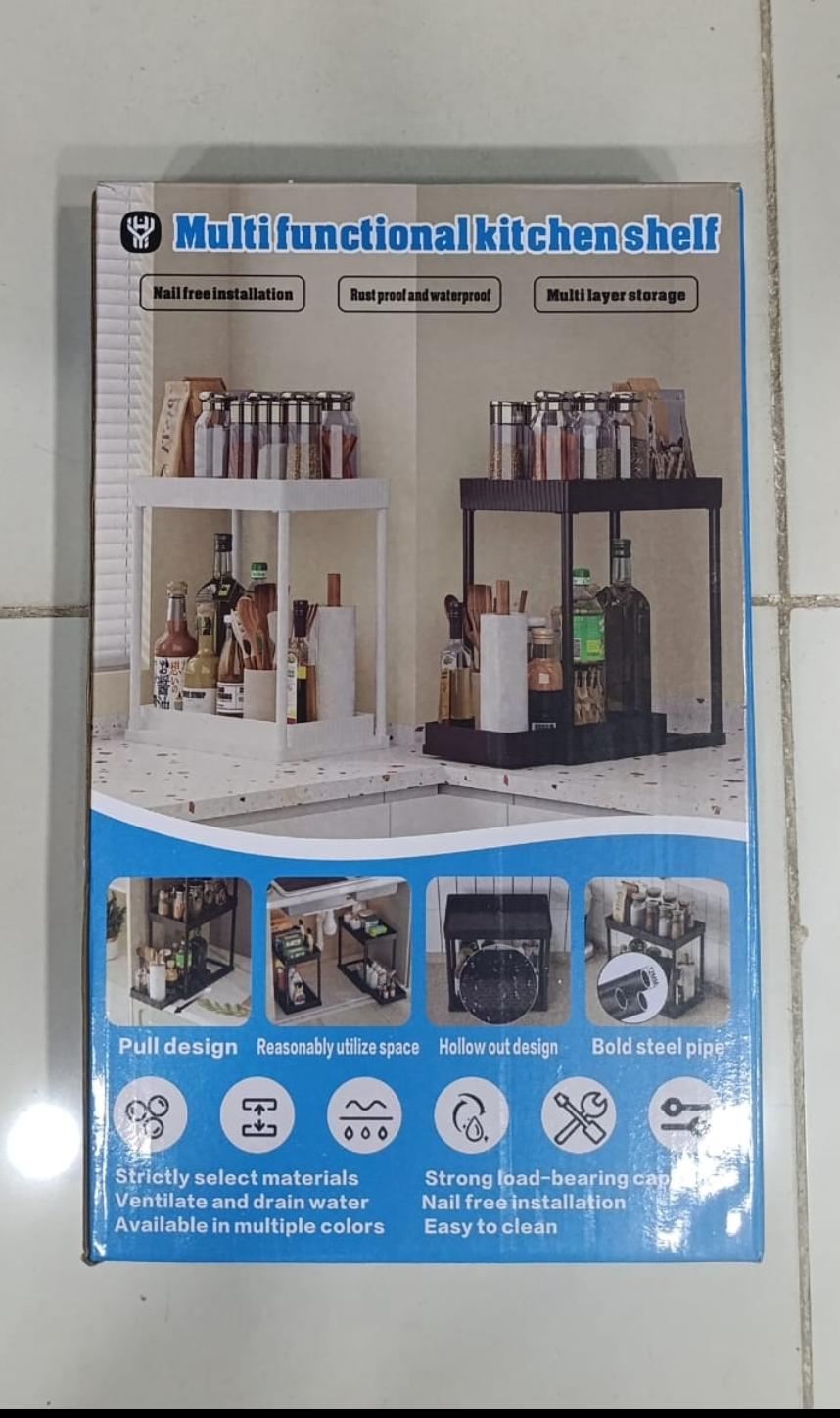 Multi-Functional Kitchen Shelf | Nail-Free Installation | Rust-Proof Carbon Steel Organizer | Waterproof & Strong Load-Bearing | Random Colour - Image 5