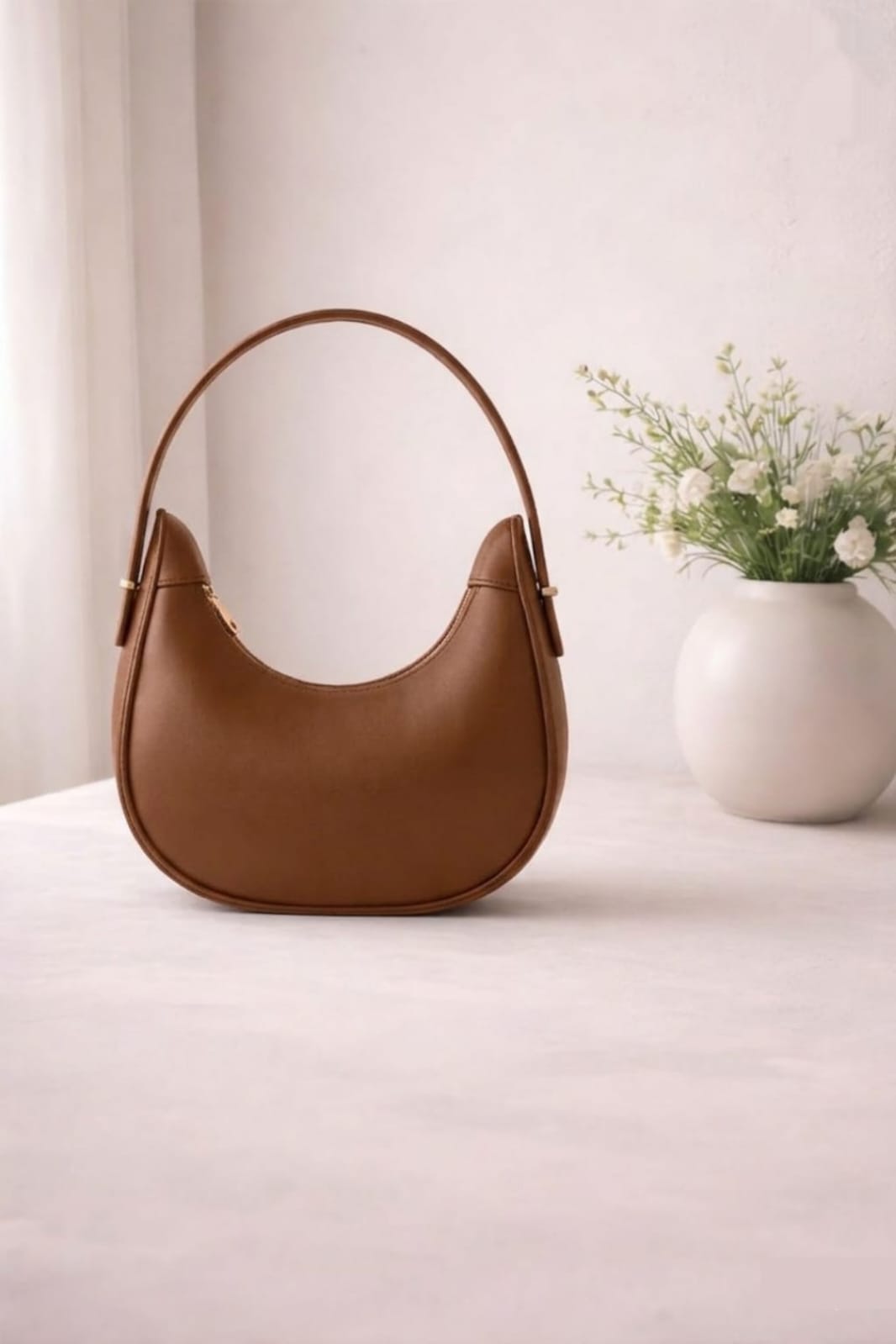 Half Moon Shoulder Bag Minimalist Elegant Handbag for Women - Image 5