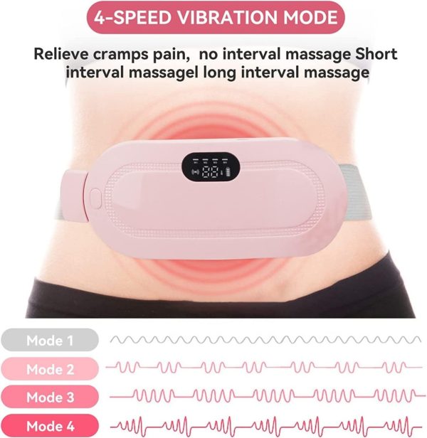 Heating Pad women Period Pain Cramp Relief Belt -Portable Menstrual Heating Pad, Heated Belly Belt for Menstrual Cramp Relief with 3 Heat Levels and 4 Modes, Electric Belt Massage for Women and Girls - Electric Massager Machine for Women - Image 4