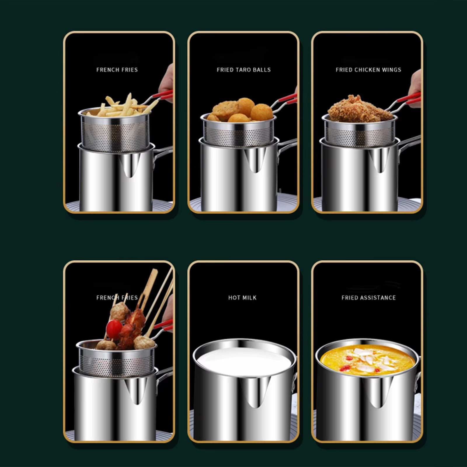 Stainless Steel Deep Fryer Pot with Strainer – Heavy-Duty Frying Pan for Home Kitchen Use – 1200ML Oil Capacity - Image 3