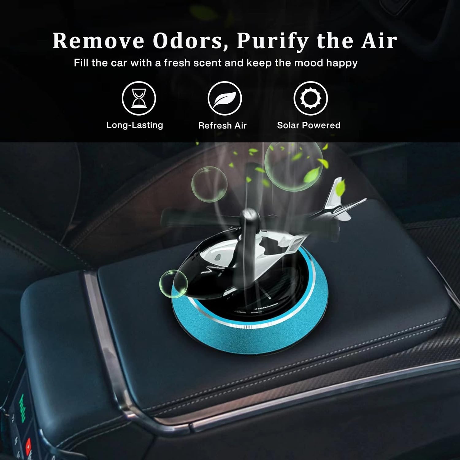 Solar Powered Car Aroma Diffuser – Helicopter Design Air Freshener Perfume for Dashboard - Image 2