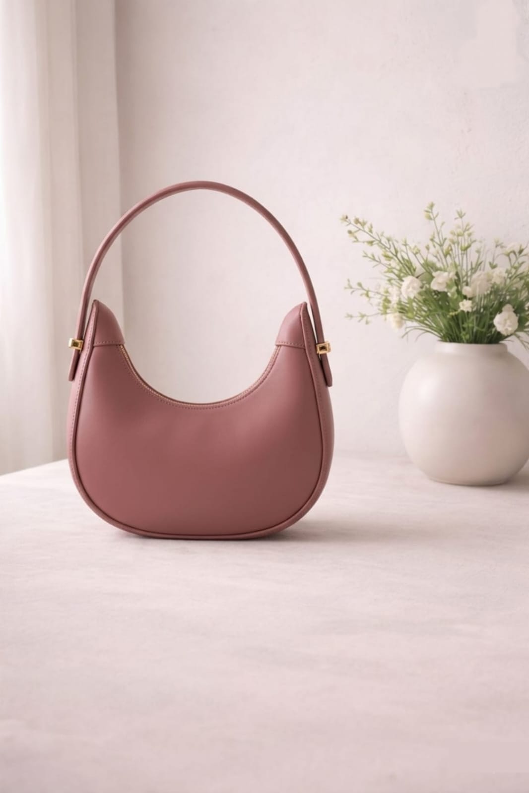Half Moon Shoulder Bag Minimalist Elegant Handbag for Women - Image 2