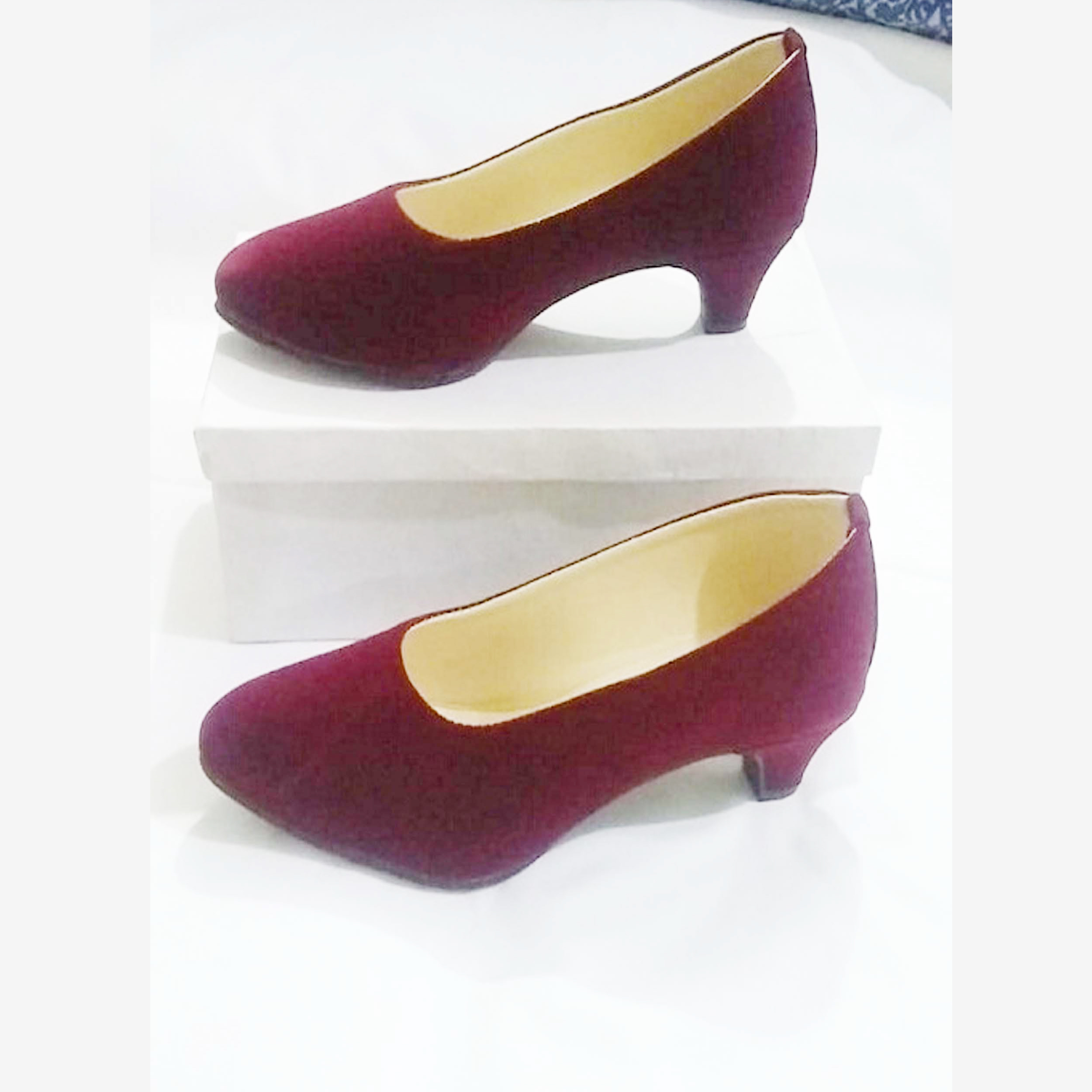 Ladies Velvet Pump Shoes – Comfortable 2 Inch Heel Casual & Party Wear Stylish Coat Pumps for Women - Image 3