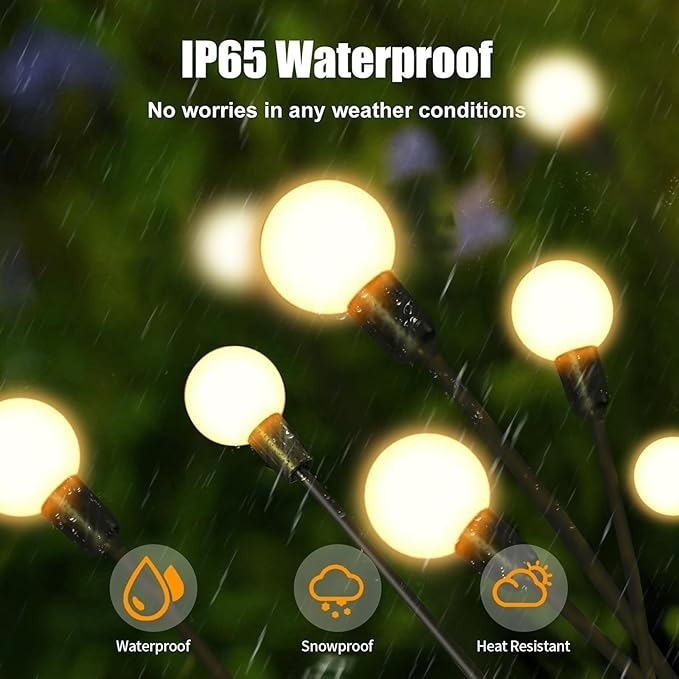 Garden Lights – New Upgraded Solar Powered Firefly Lights, Outdoor Waterproof Vibrant Decorative Lighting for Home & Garden (Warm Light) - Image 3