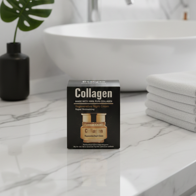 Pure Collagen Regenerative Night Cream - Professional Whitening, Repair & Intense Moisturizing Formula - Image 3