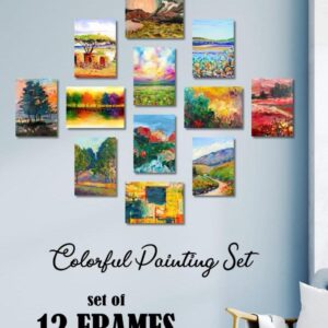 12 Piece Wall Art Set Colorful Textured Landscape Paintings Wooden Sticky Tiles 5x7 Inches Easy Mounting12 Pcs Set 5x7 Inches Easy Mounting 5x7 Inches Easy Mountingen Sticky Tiles 5x7 Inches Easy Mounting