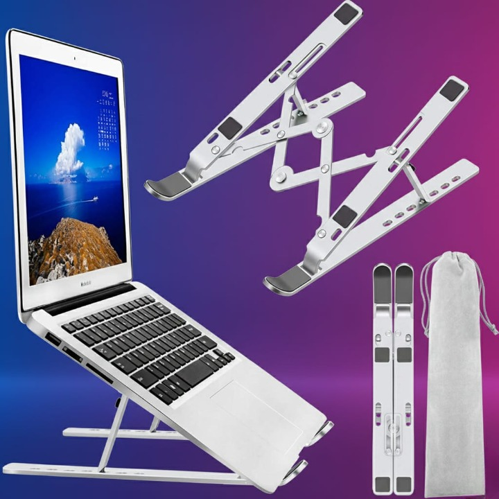 Professional Branded Speed-X 18-Inch Biggest Height Heavy Duty Professional Laptop Stand Aluminium Alloy Creative Adjustable Folding Portable With Pouch Cover And 6 Angles Adjustable - Image 4