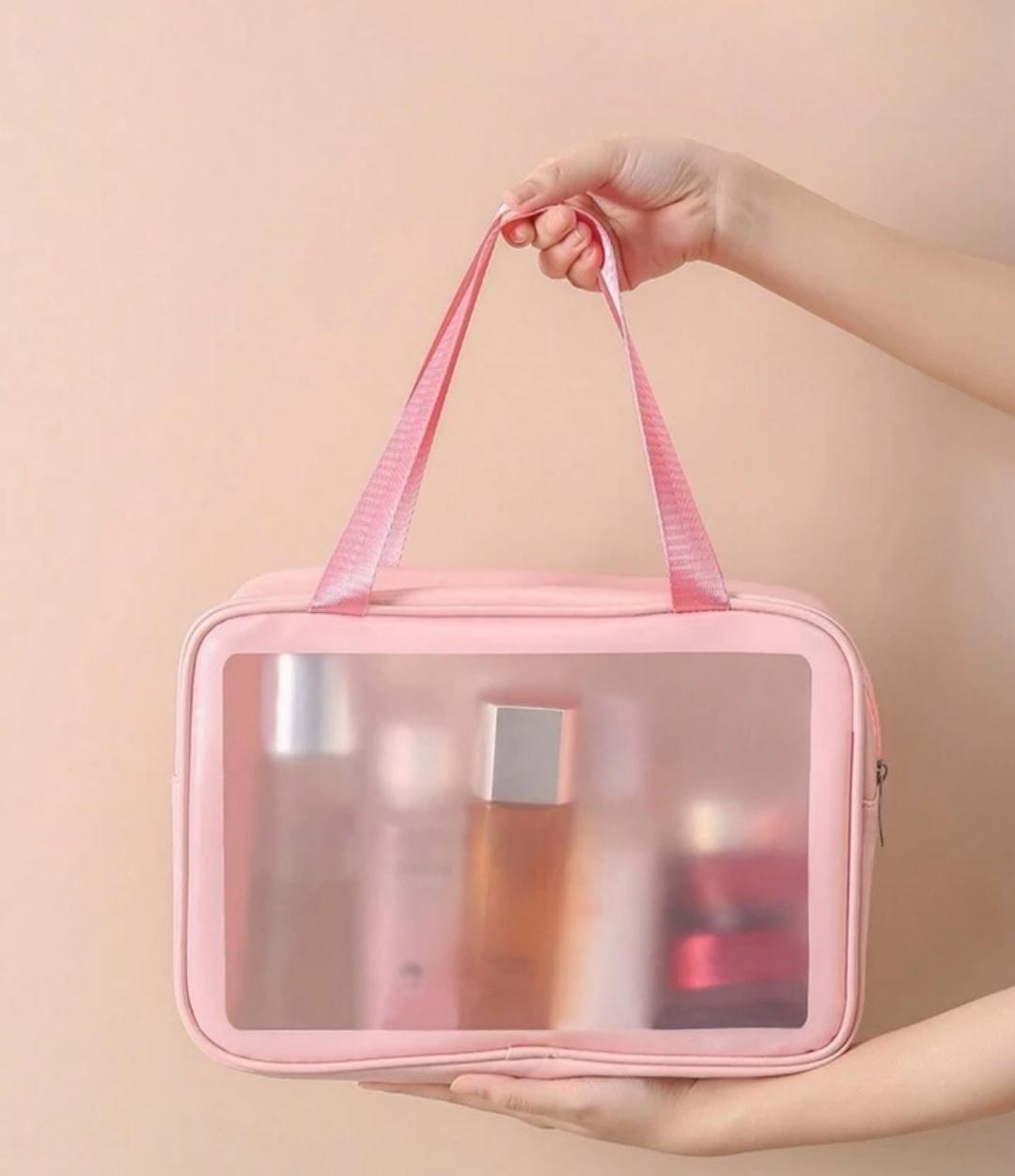 Premium PVC Waterproof Washbag – Portable Clear Toiletry & Makeup Kit Organizer Bag with Top Handle - Image 3