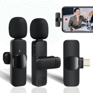 K11 2-In-1 Dual Wireless Collar Microphone Type-C And Lightning Omnidirectional Lavalier Mic - Electronic Accessory Designed For Audio Recording And Daily Streaming Routine