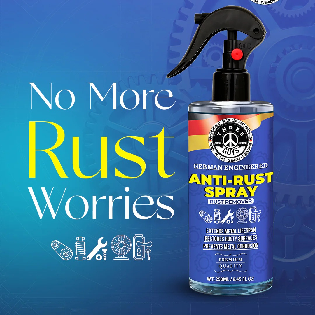 THREE GUYS Anti-Rust Spray | Rust Remover & Corrosion Protector | Premium German Engineered Formula (250ml)