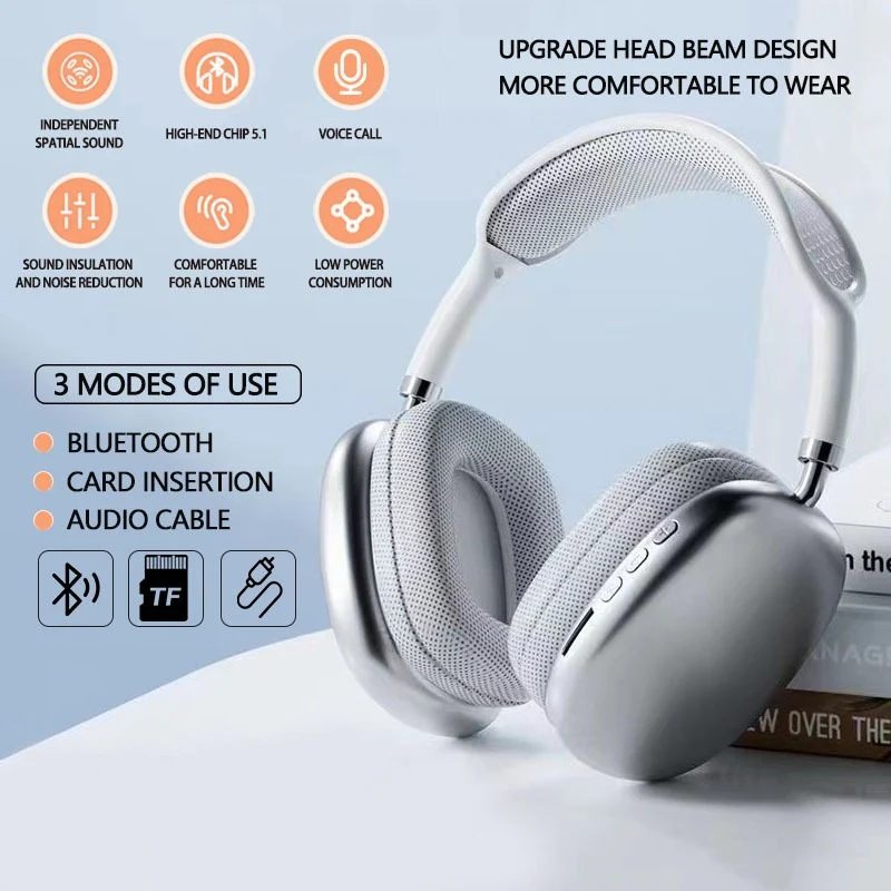P9 Headphone - Wireless Bluetooth Headphones Adjustable Over-The-Ear Stereo Headset – P9 (Random color) - Image 5